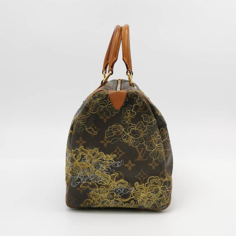 Louis Vuitton (LV) Speedy30 Vegetable Tanned Leather Lava Gilt Embroidered Boston Bag Handbag