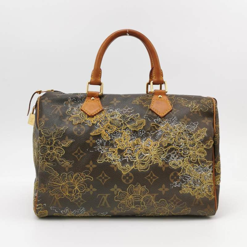 Louis Vuitton (LV) Speedy30 Vegetable Tanned Leather Lava Gilt Embroidered Boston Bag Handbag