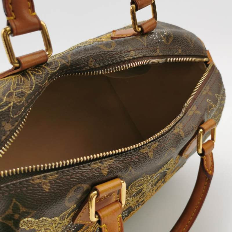 Louis Vuitton (LV) Speedy30 Vegetable Tanned Leather Lava Gilt Embroidered Boston Bag Handbag