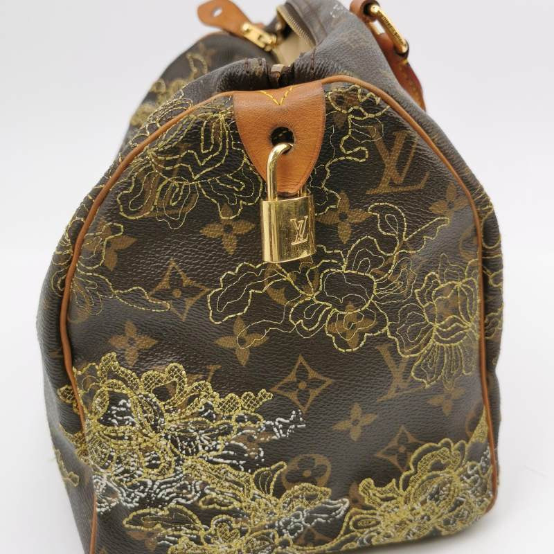 Louis Vuitton (LV) Speedy30 Vegetable Tanned Leather Lava Gilt Embroidered Boston Bag Handbag