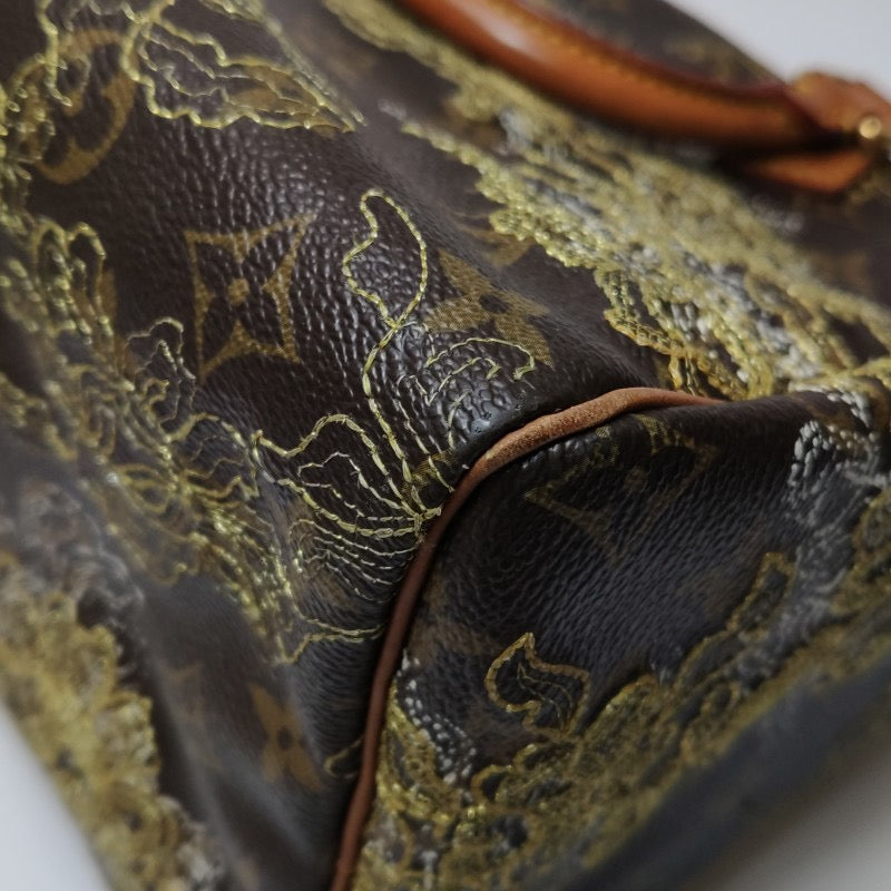 Louis Vuitton (LV) Speedy30 Vegetable Tanned Leather Lava Gilt Embroidered Boston Bag Handbag