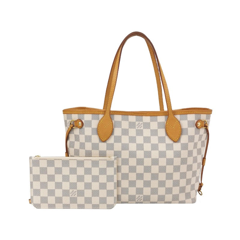 Louis Vuitton (LV) Neverfull Small Vegetable Tanned Leather Checkerboard Checkerboard Drawstring Mother Bag Tote Bag Shoulder Bag