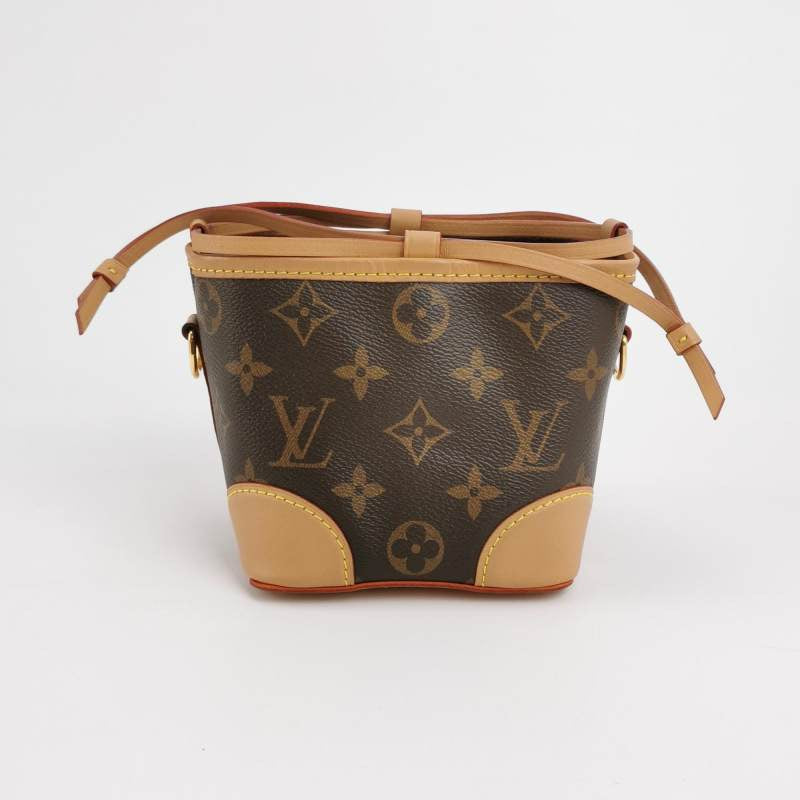 Louis Vuitton (LV) NOÉ PURSENano vegetable tanned leather Monogram print drawstring bucket bag crossbody bag shoulder bag