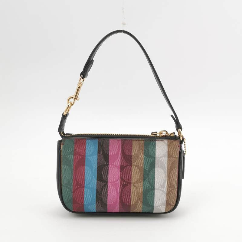 Coach Nolita Cowhide Colorblocked Striped Letter Logo Carriage Logo Tote Bag