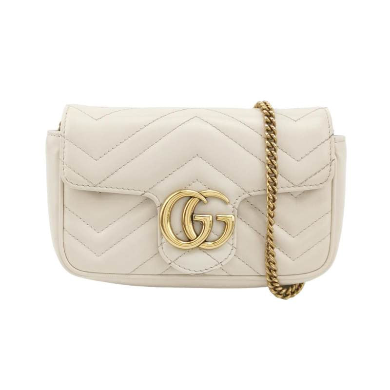 Gucci GG Marmont Ultra Mini Cowhide V-Grain Quilted Double G Logo Mouth Flap Bag Crossbody Shoulder Bag