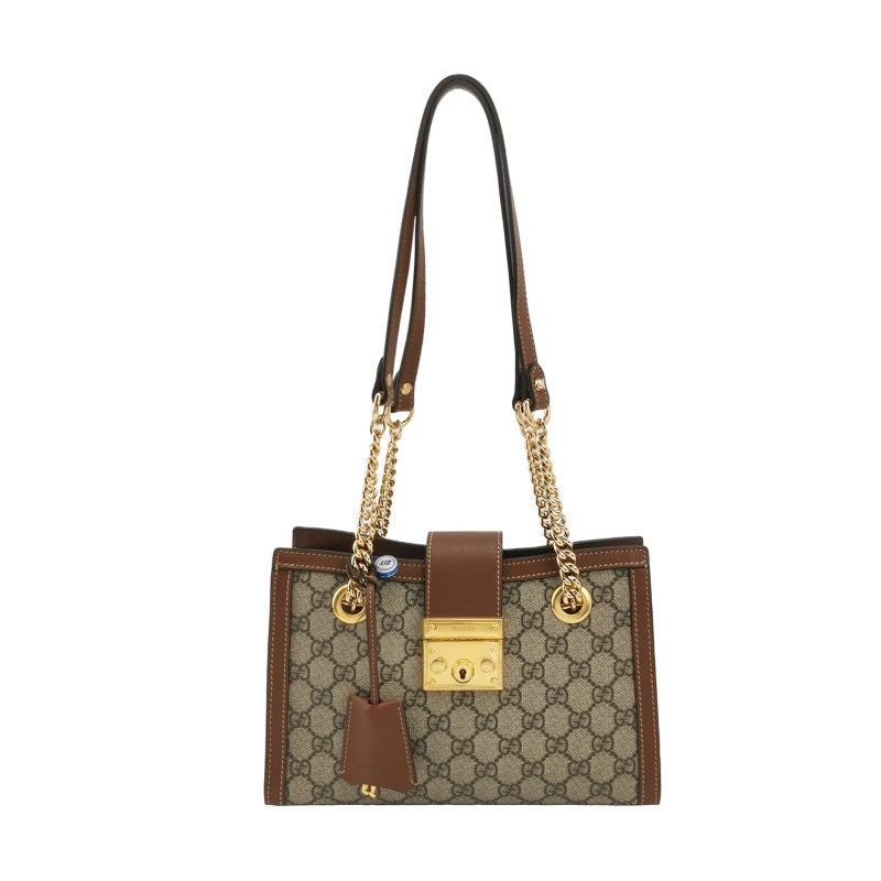 Gucci Padlock Small Cowhide GG Old Flower Lock Shoulder Bag