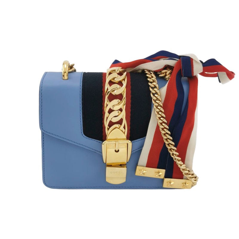 Gucci Sylvie Serbia Mini Cowhide Colorful Strap Metal Buckle Webbing Crossbody Bag Shoulder Bag