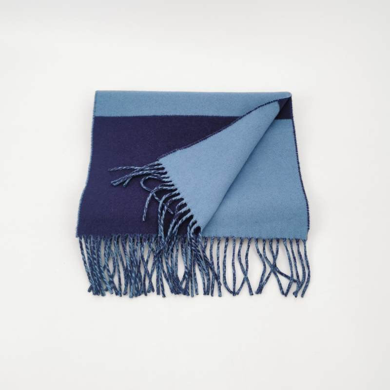 Hermès Cashmere Colorblock Letter Logo Fringe Scarf