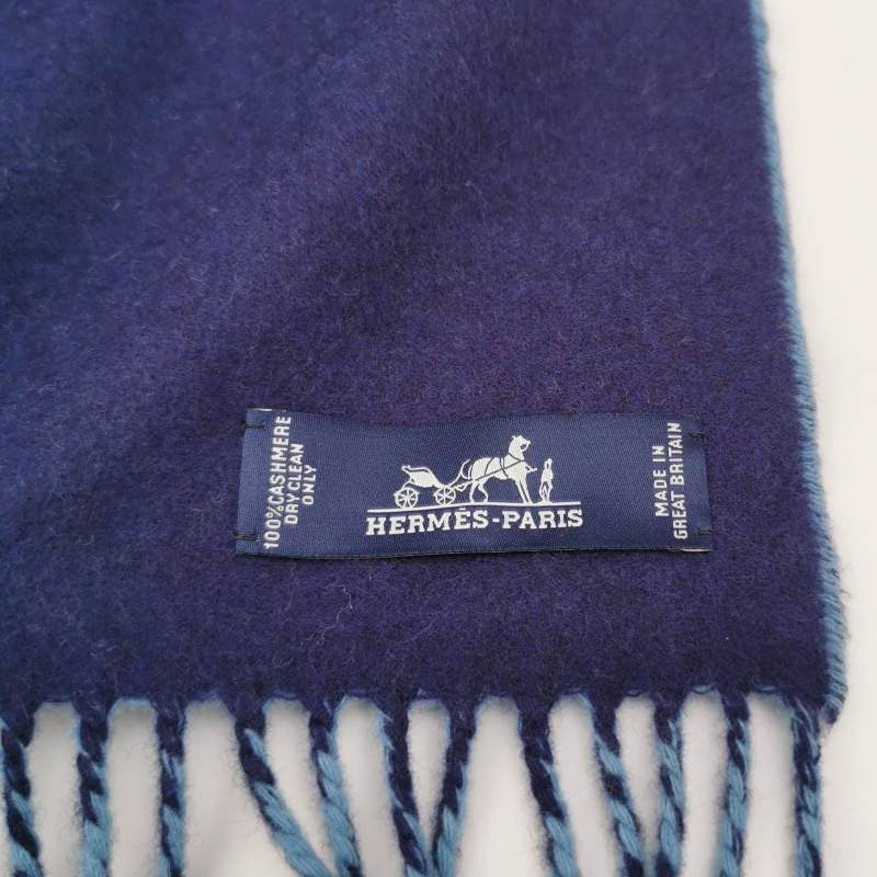 Hermès Cashmere Colorblock Letter Logo Fringe Scarf