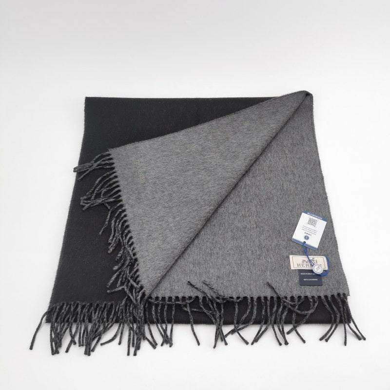 Hermès Echarpe Cashmere Colorblock Fringe Reversible Scarf