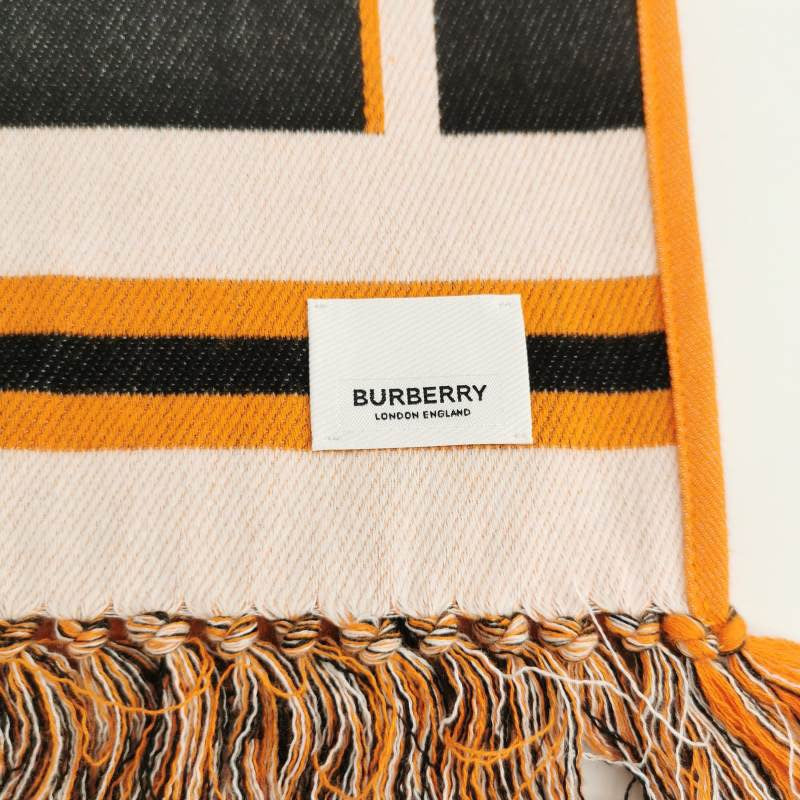 Burberry Cotton Colorblock Fringe Reversible Scarf