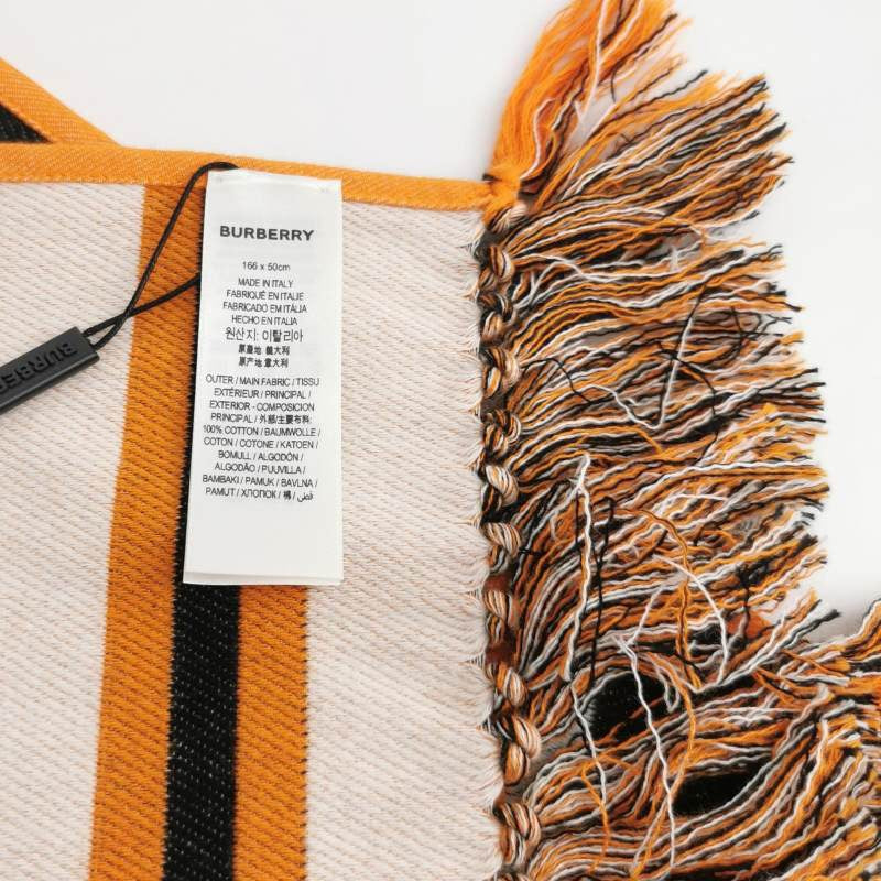 Burberry Cotton Colorblock Fringe Reversible Scarf