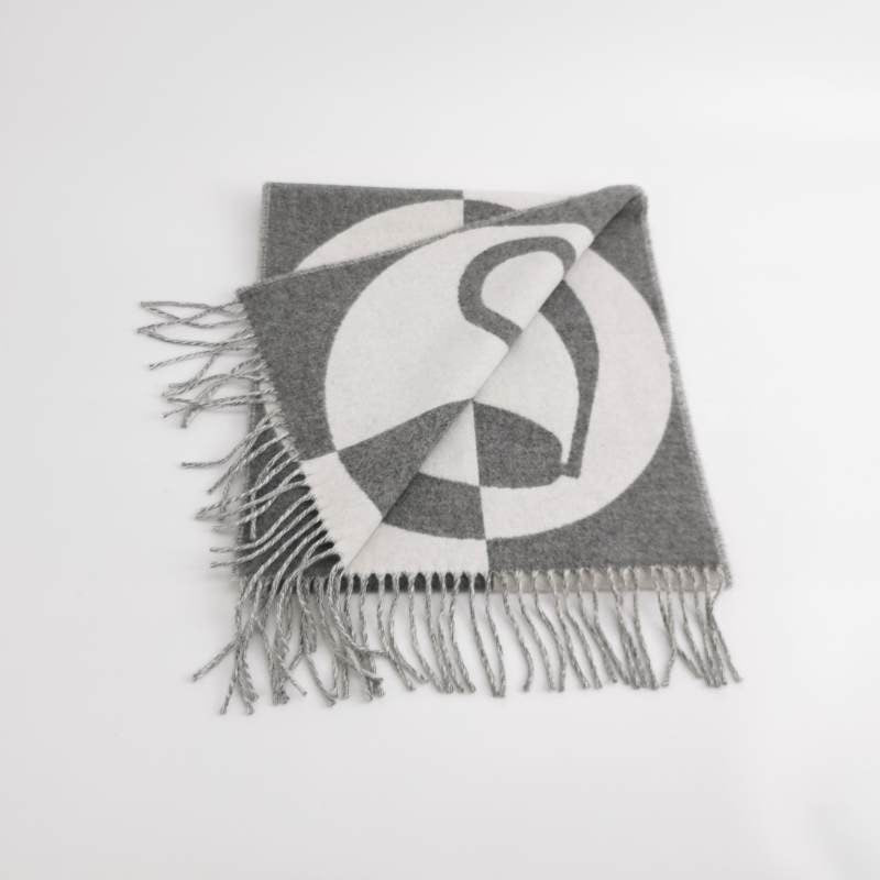 Hermès Cashmere Colorblock Fringe Reversible Scarf