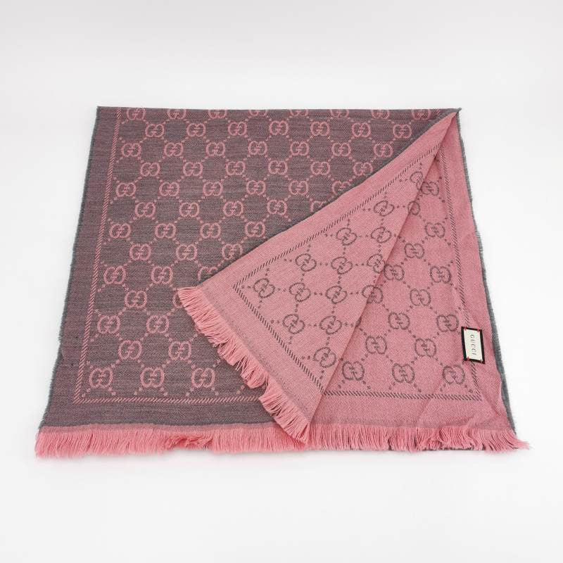 Gucci Wool Double G Old Flower Tassel Reversible Scarf