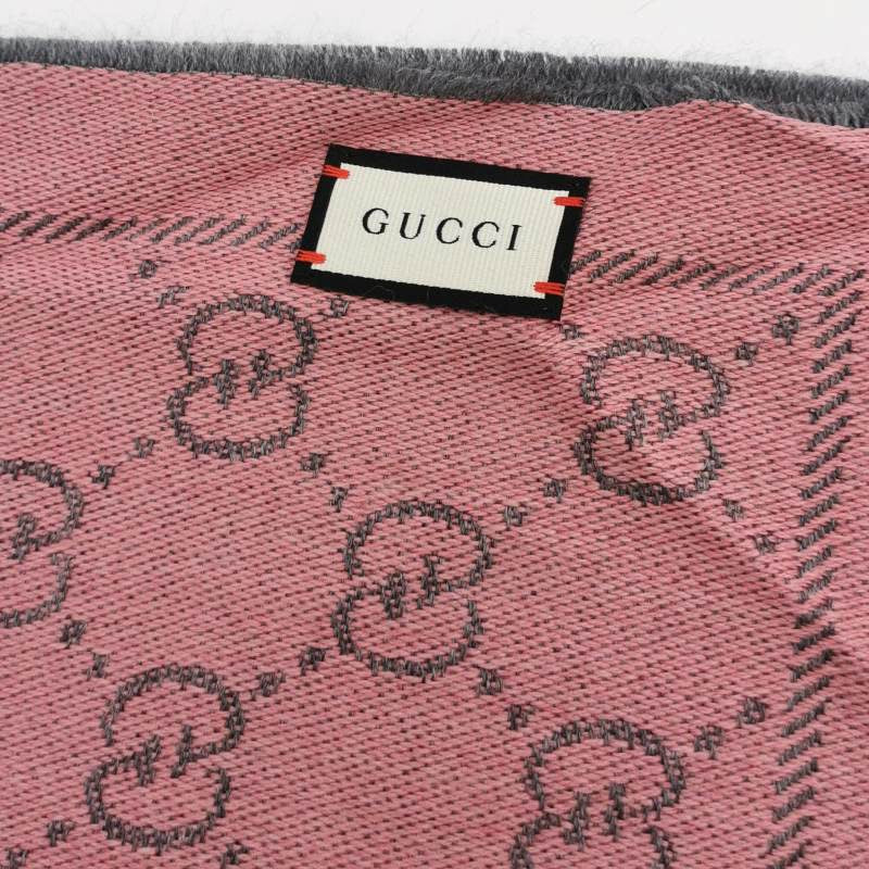 Gucci Wool Double G Old Flower Tassel Reversible Scarf