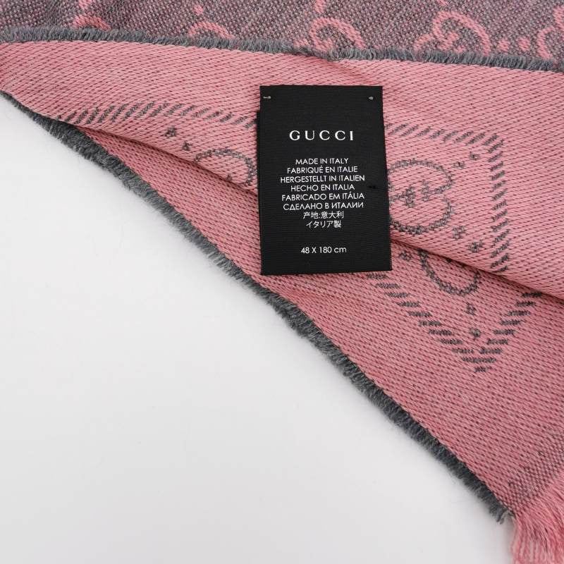 Gucci Wool Double G Old Flower Tassel Reversible Scarf