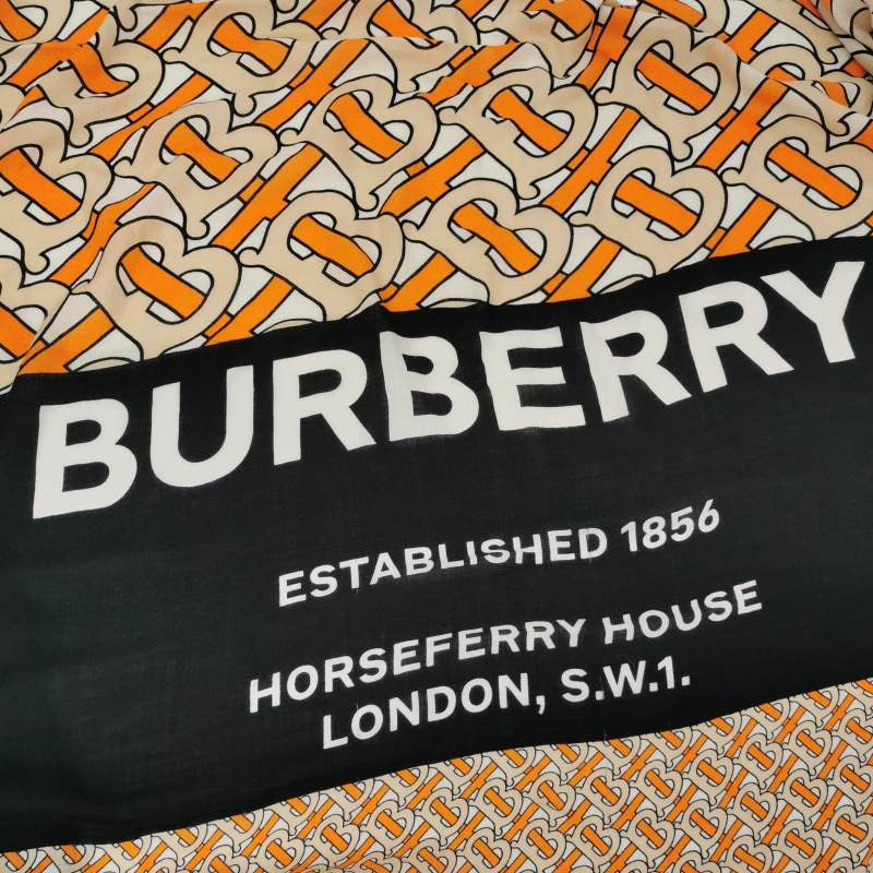 Burberry Cashmere Colorblock TB Print Letter Logo Scarf