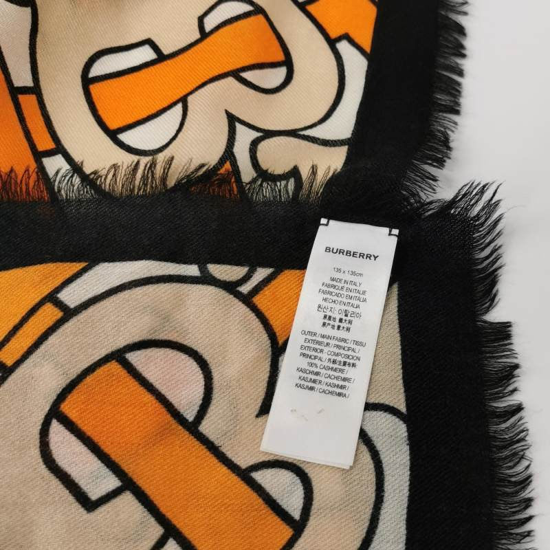 Burberry Cashmere Colorblock TB Print Letter Logo Scarf