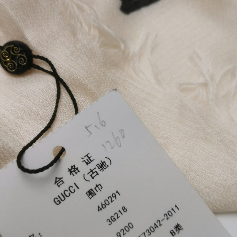 Gucci Cashmere and Mulberry Silk Blend Monogrammed Scarf