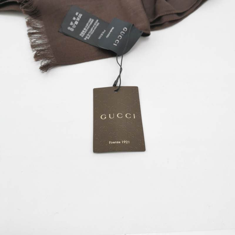 Gucci Silk and Wool Blend Double G Flower Fringe Scarf