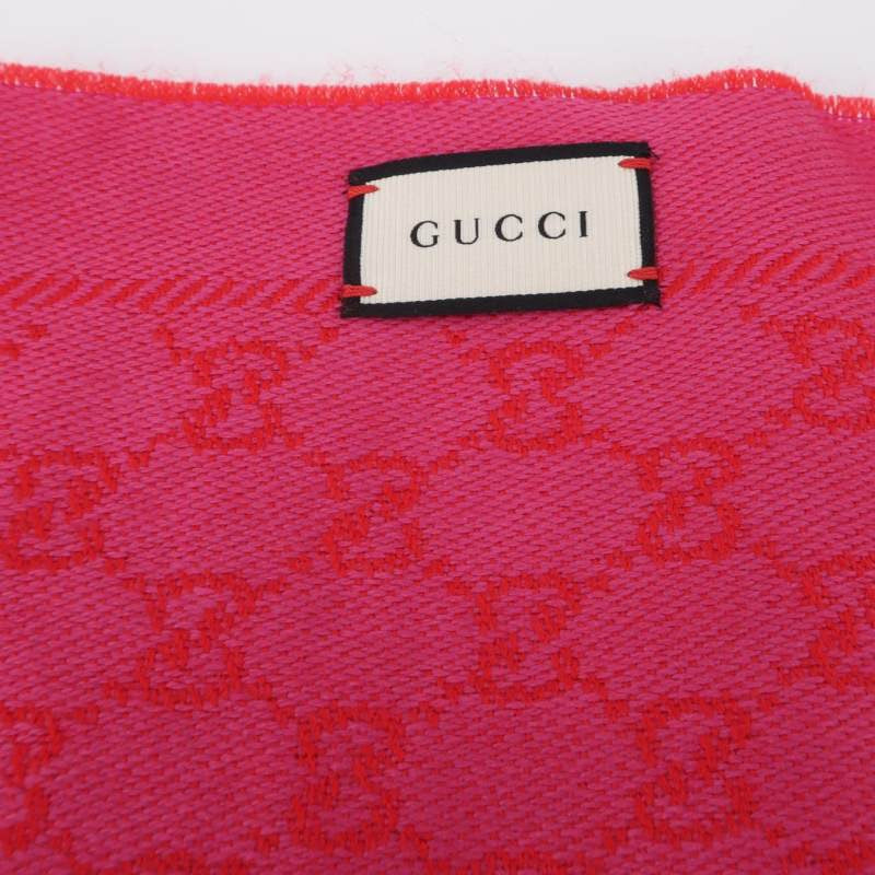 Gucci Wool Double G Old Flower Reversible Scarf