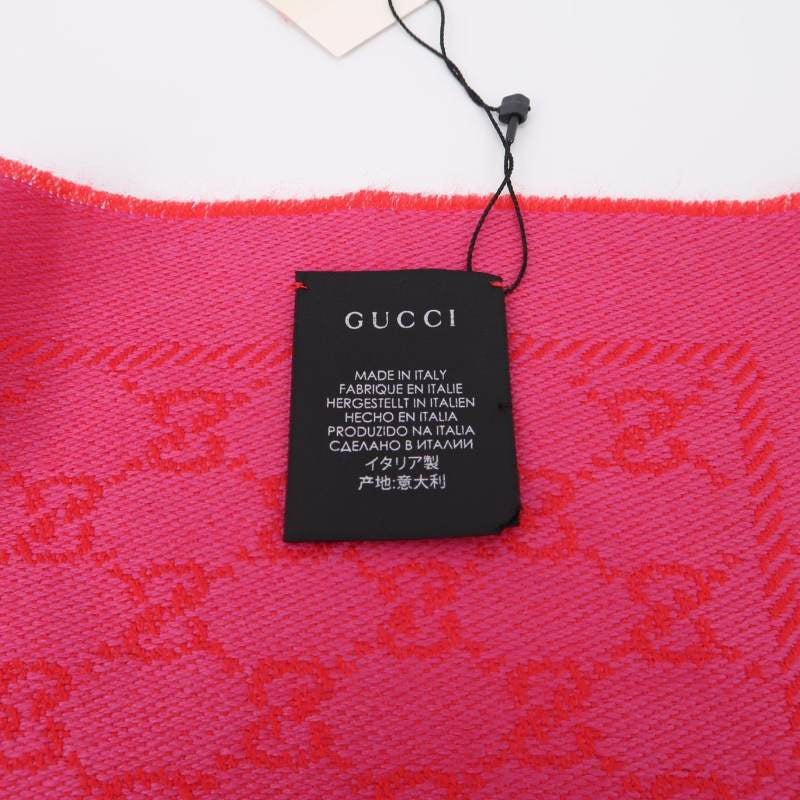 Gucci Wool Double G Old Flower Reversible Scarf