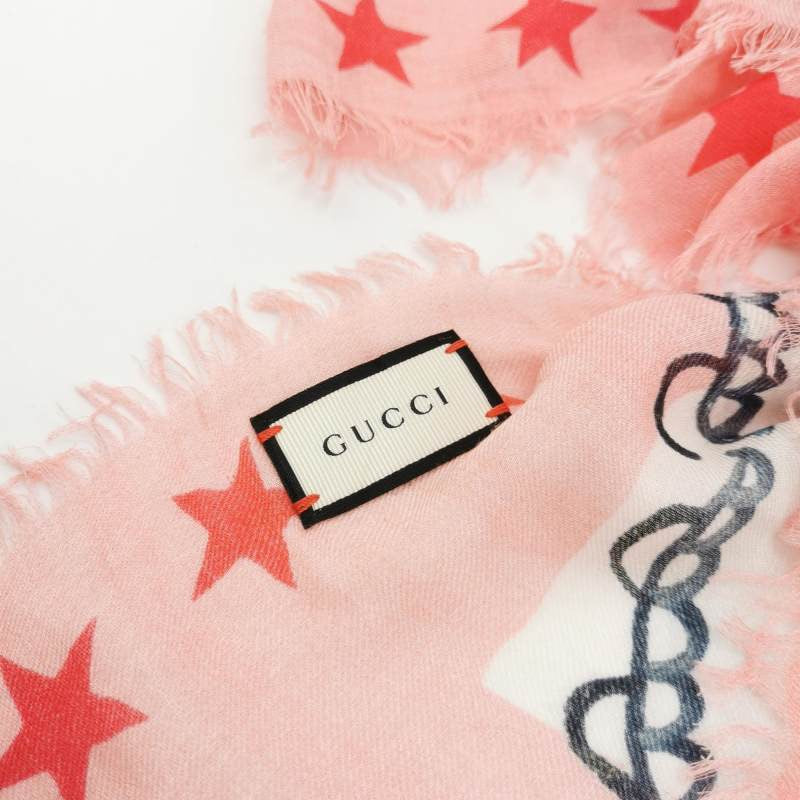 Gucci Cashmere and Mulberry Silk Blend Printed Scarf