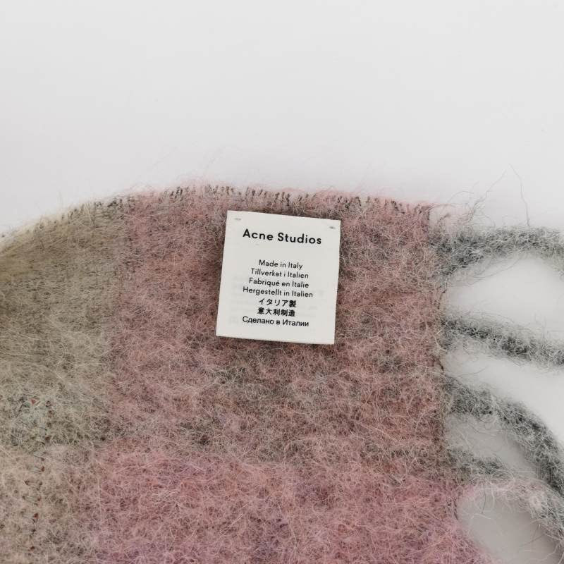 Acne Studios Alpaca Wool Mohair Blend Colorblocked Plaid Fringe Scarf