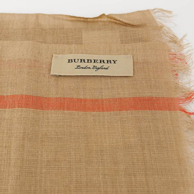 Burberry Wool and Mulberry Silk Blend Colorblock Check Scarf