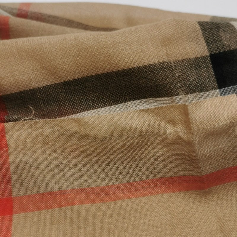 Burberry Wool and Mulberry Silk Blend Colorblock Check Scarf