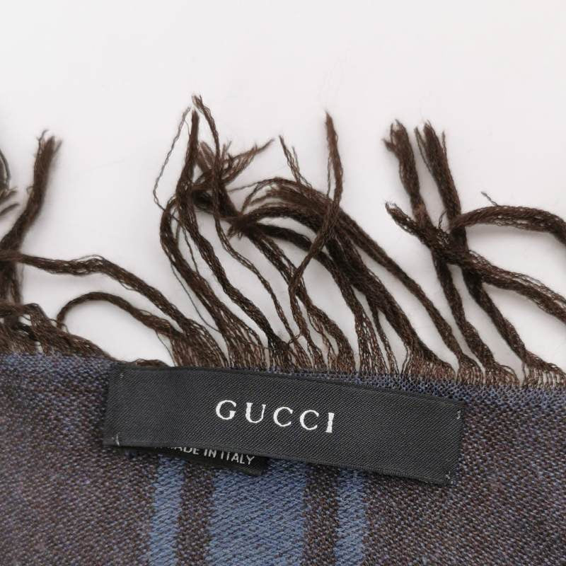 Gucci Silk and Wool Blend Double G Flower Fringe Scarf