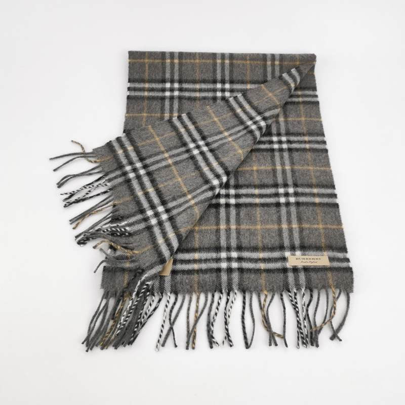 Burberry Cashmere Check Fringe Scarf