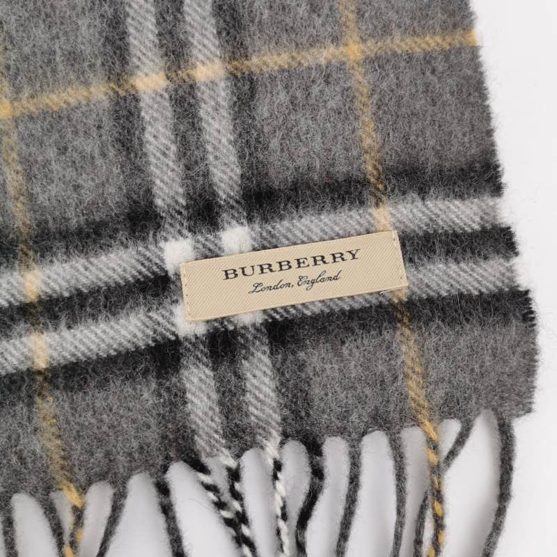 Burberry Cashmere Check Fringe Scarf