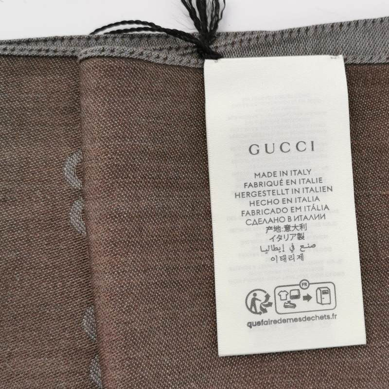 Gucci Wool and Mulberry Silk Blend Double G Old Flower Fringe Scarf