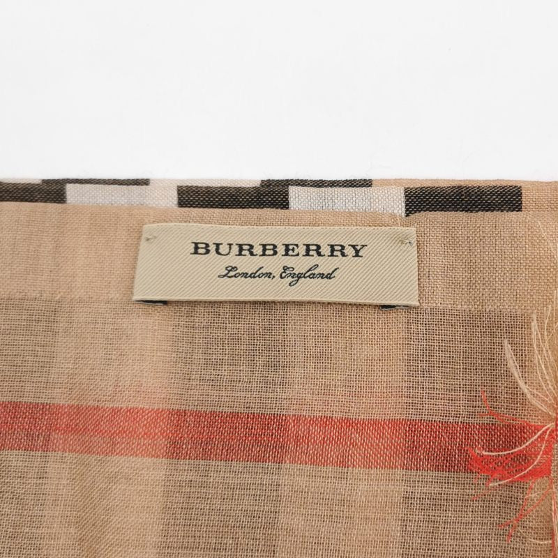 Burberry Wool and Mulberry Silk Blend Colorblock Tassel Scarf