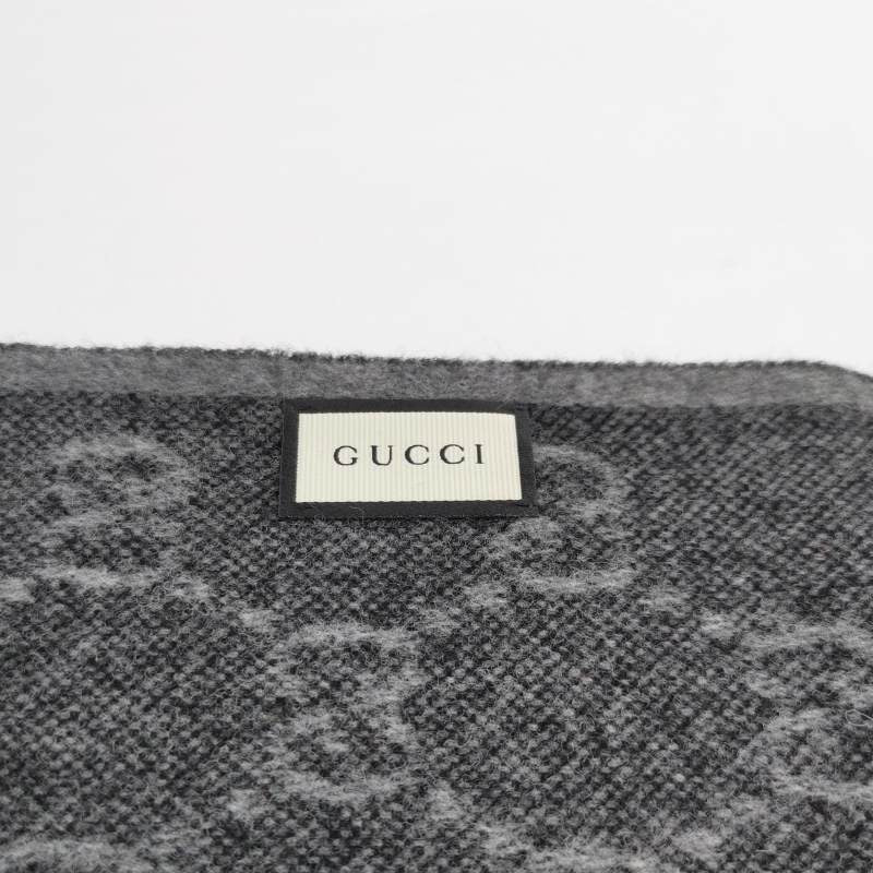 Gucci Wool Double G Old Flower Clashing Color Stripe Fringe Scarf