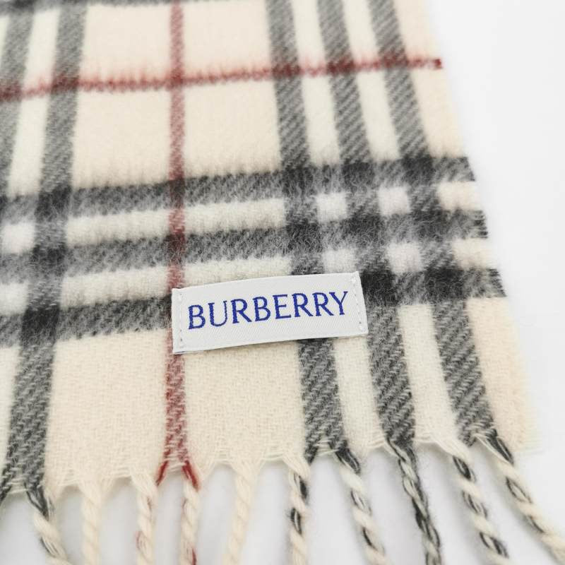 Burberry Cashmere Check Fringed Reversible Scarf