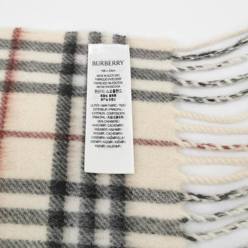 Burberry Cashmere Check Fringed Reversible Scarf