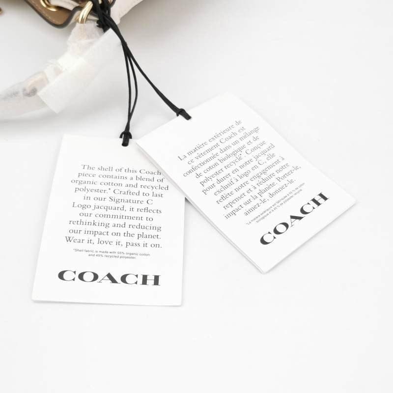 Coach Dempsey Mini Cowhide Canvas Double C Old Flower Round Label Logo Bucket Bag Crossbody Bag Shoulder Bag