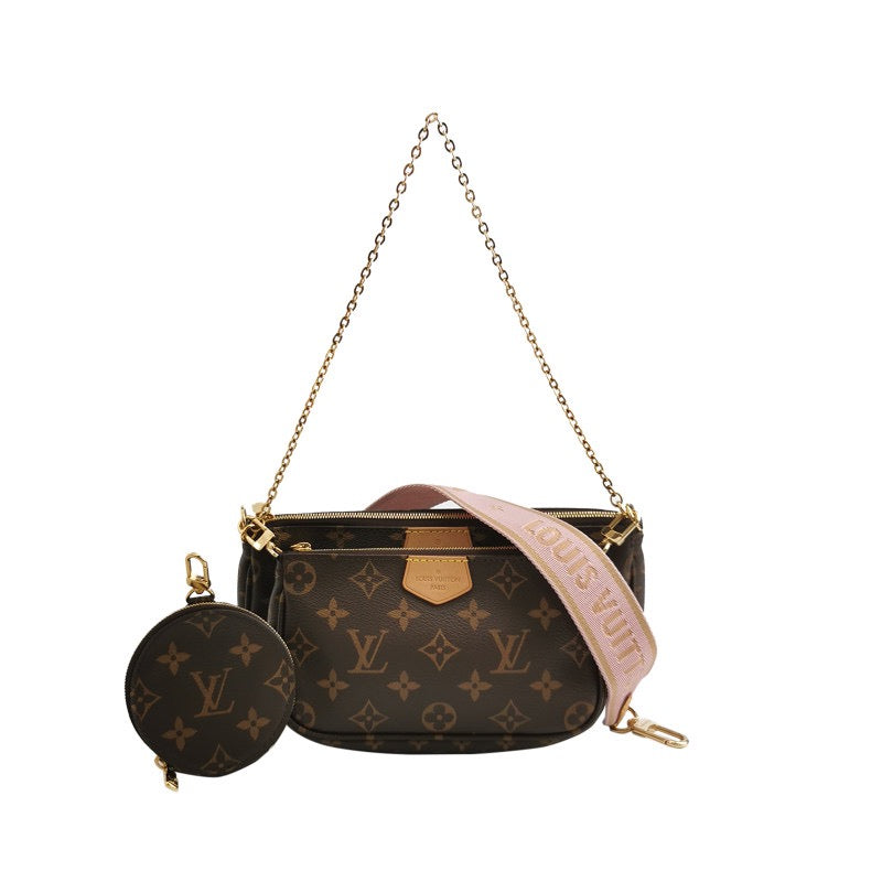 Louis Vuitton (LV) Multi Pochette Accessories 5 in 1 Vegetable Tanned Leather Old Flower Crossbody Bag Mother Bag Shoulder Bag