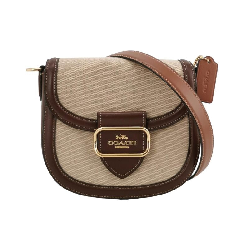 Coach Morgan Cowhide Canvas Colorblocked Carriage Buckle Crossbody Shoulder Bag