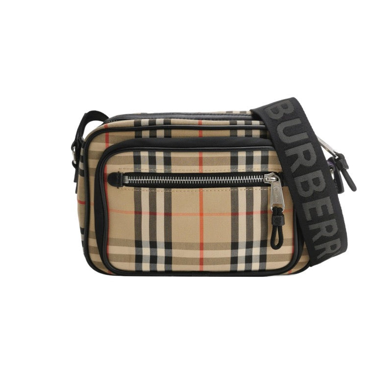 Burberry Cowhide Nylon Colorblocked Plaid Zipper Crossbody Bag