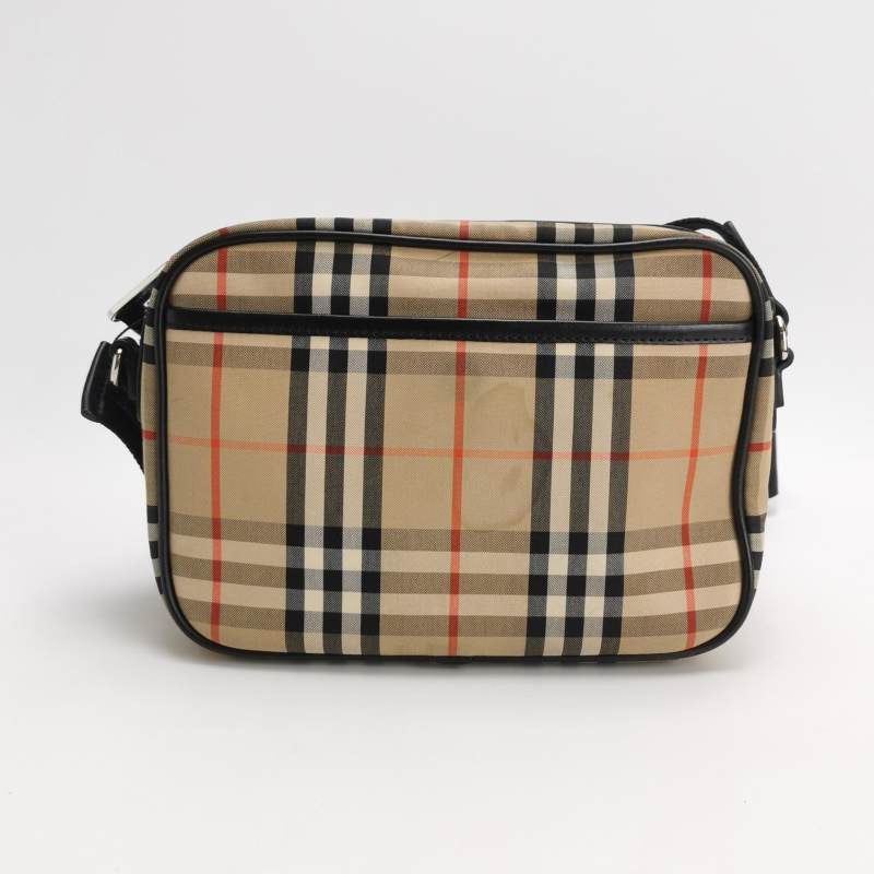 Burberry Cowhide Nylon Colorblocked Plaid Zipper Crossbody Bag