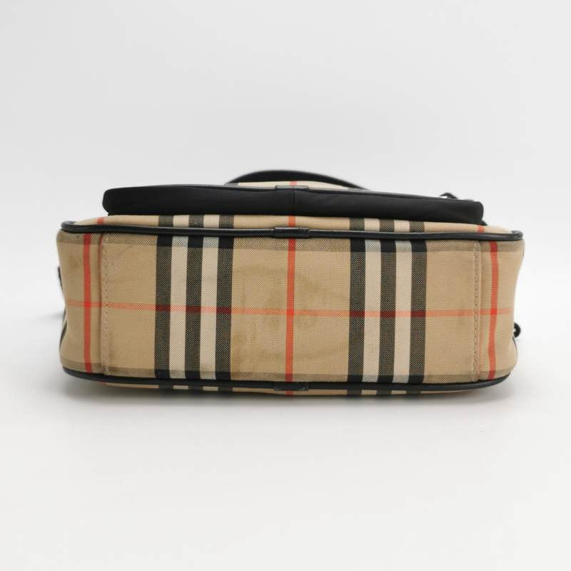 Burberry Cowhide Nylon Colorblocked Plaid Zipper Crossbody Bag